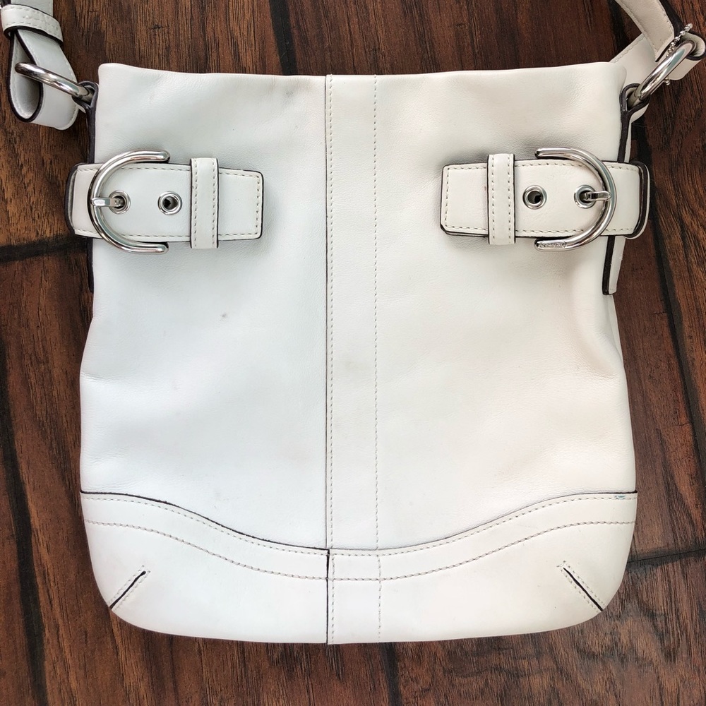Coach white leather purse